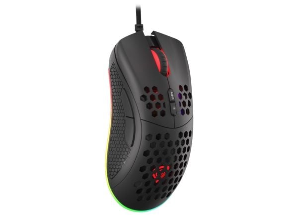 Natec Genesis Krypton 555 - Mus - ergonomisk - optisk - 7 knapper - kablet - USB - svart