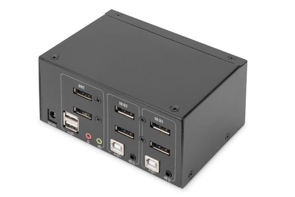 DIGITUS DS-12862 - KVM / lyd / USB-svitsj - 2 x KVM port(s) - 1 lokalbruker - stasjonær