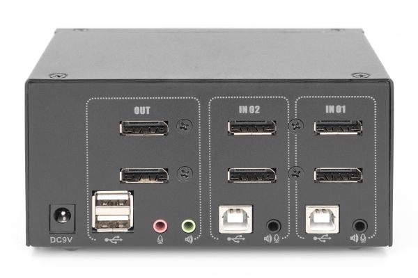 DIGITUS DS-12862 - KVM / lyd / USB-svitsj - 2 x KVM port(s) - 1 lokalbruker - stasjonær