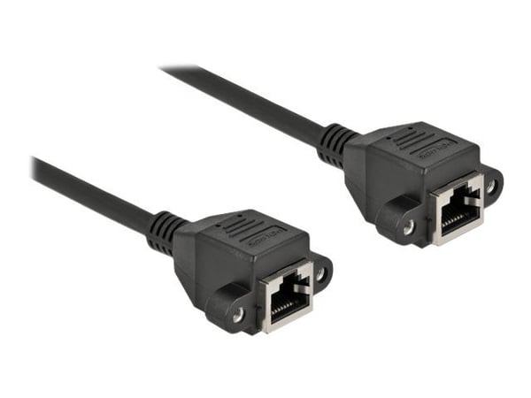 Delock - Nettverksforlengelseskabel - RJ-45 (hunn) til RJ-45 (hunn) - 1 m - S/FTP - CAT 6a - halogenfri - svart