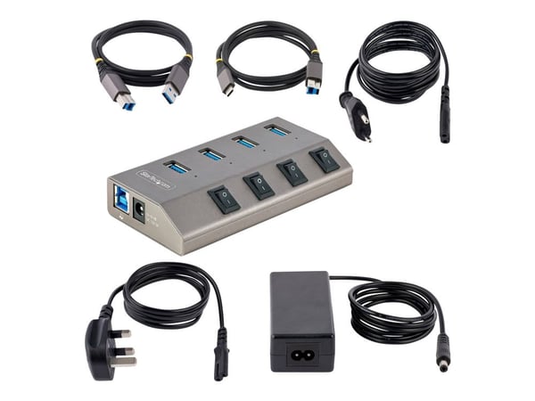Startech 4-Port Self-Powered USB-C Hub with Individual On/Off Switches, USB 3.0 5Gbps Expansion Hub w/Power Supply, Desktop/Laptop USB-C to USB-A H...
