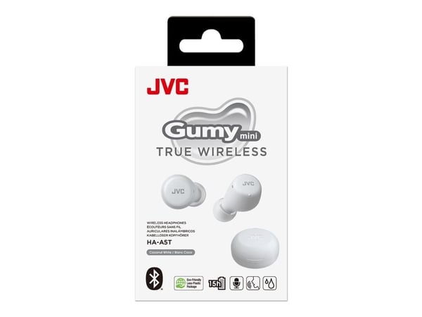 JVC HA-A5T - Gumy Mini - True wireless-hodetelefoner med mikrofon - i øret - Bluetooth - kokosnøtthvit