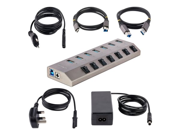 Startech 7-Port Self-Powered USB-C Hub with Individual On/Off Switches, USB 3.0 5Gbps Expansion Hub w/Power Supply, Desktop/Laptop USB-C to USB-A H...