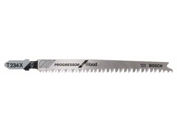 Bosch Progressor for Wood T 234 X - Stikksagblad - for bløtt tre, kartong, fiberplate, kryssfinér - 5 deler - T-skaft - lengde: 117 mm