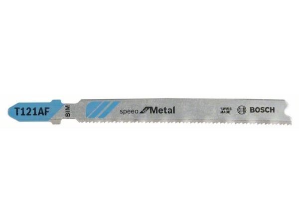 Bosch speed for Metal T 121 AF - stikksagblad - for tynne metallplater, perforerte stålplater - 5 deler - T-skaft - lengde: 92 mm (2608636699)