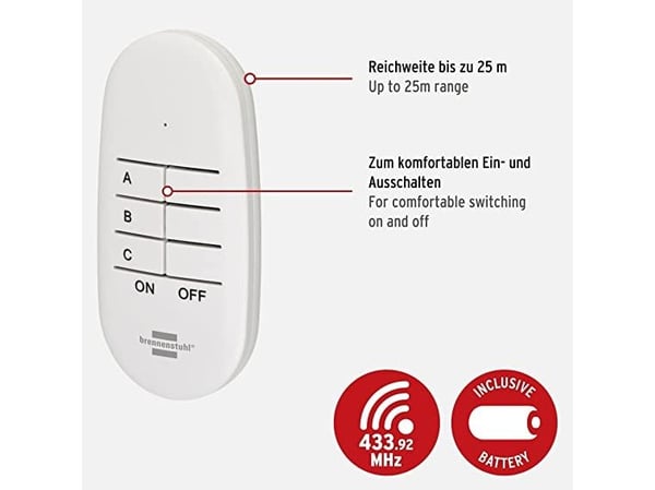 Brennenstuhl 1507070, Hvit, 25 m, IP20, 150 mm, 130 mm, 55 mm