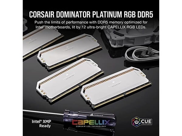 CORSAIR Dominator Platinum RGB - DDR5 - sett - 32 GB: 2 x 16 GB - DIMM 288-pin - 6200 MHz / PC5-49600 - CL36 - 1.3 V - hvit