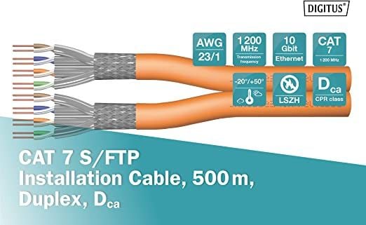 DIGITUS Professional - Samlet kabel - SFTP, PiMF - CAT 7 - IEEE 802.5/IEEE 802.3 - halogenfri, riser, solid - oransje, RAL 2000