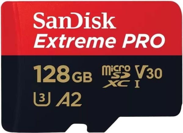 SanDisk Extreme Pro - Flash-minneskort (microSDXC till SD-adapter inkluderad) - 128 GB - A2 / Video Class V30 / UHS-I U3 / Class10 - mikroSDXC UHS-I