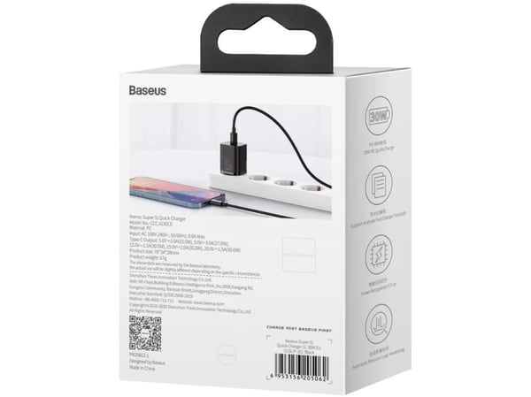 Baseus CCSUPJ01, inomhus, AC, Svart