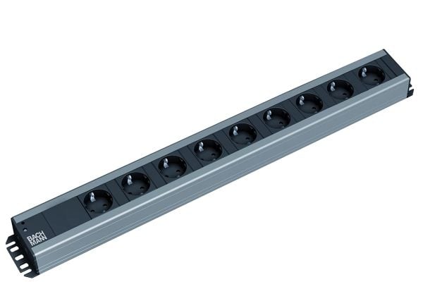 Bachmann 300.001, 2 m, Sisätila, 1,5 mm², Muovi, Musta, Harmaa, 9 AC-pistorasia(a)