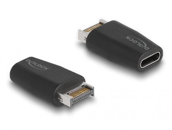 Delock - USB-adapter - 20 pin Key A (hann) til USB-C (hunn) - USB 3.2 Gen 2 - svart