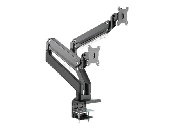 DIGITUS - Monteringssats (bordsfäste, 2 VESA-monteringsfästen, 2 st. svängarmar) - för 2 LCD-skärmar / böjd LCD-skärm - gasfjäder - plast, aluminiu...