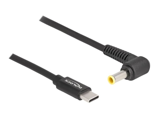 Delock - Strømkabel - 24 pin USB-C (hann) til 5,5 x 3,0 mm DC-jakk (hann) - 20 V - 3 A - 1.5 m - svart