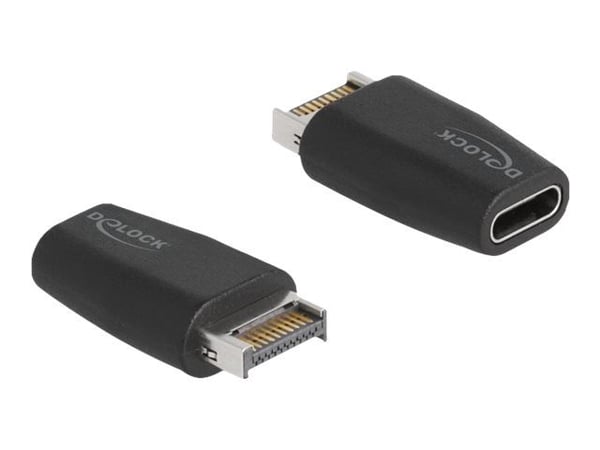 Delock - USB-adapter - 20 pin Key A (hann) til USB-C (hunn) - USB 3.2 Gen 2 - svart Delock - USB-adapter - 20 pin Key A (hann) til USB-C (hunn) - USB 3.2 Gen 2 - svart