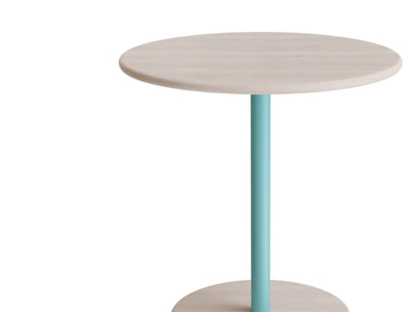 Bord Donut Ø700 mm, höjd 720 mm, vitpigmenterad ask på turkost stativ Bord Donut Ø700 mm, höjd 720 mm, vitpigmenterad ask på turkost stativ
