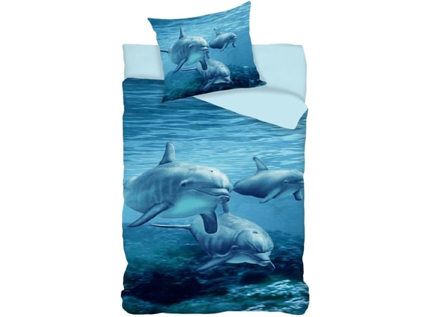 Delfin påslakan 140x200 cm, 100% bomull