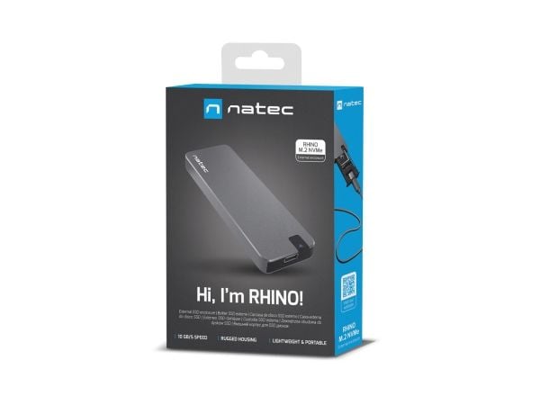 NATEC Rhino M.2 NVME, SSD-kabinett, M.2, M.2, Ultra M.2, USB-tilkobling, Sort