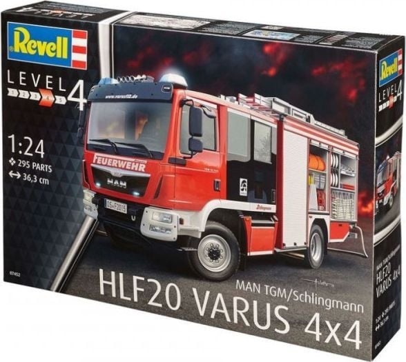 Revell modellbygge lastbil 1:24 - brandkår MAN TGM / Schlingmann HLF 20 VARUS 4x4 i skala 1:24, nivå 4, trogen reproduktion med många detaljer, las...
