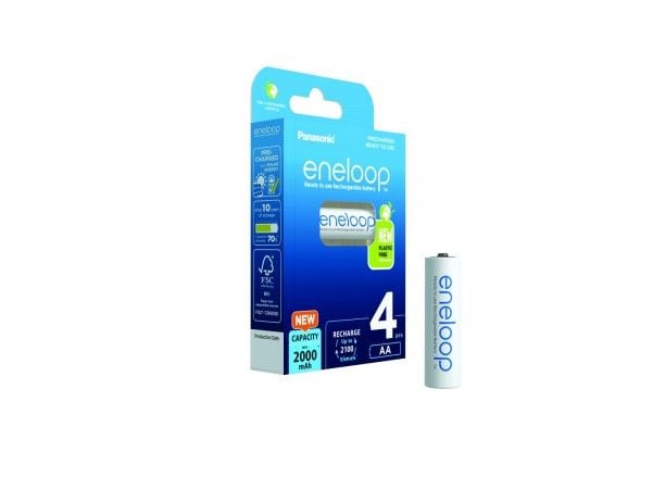 Panasonic BK-3MCDE/4BE, Ladattava akku, AA, 1,2 V, 4 kpl, 2000 mAh, Valkoinen