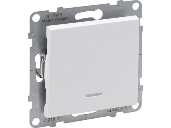 Legrand SUNO - Yksinapainen kytkin valaistuksella - 10 AX - 250 V~ - Automaattikoskettimet, valkoinen - Legrand 721111 himp