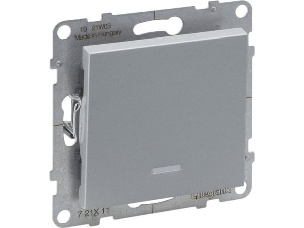 Legrand SUNO enfas belyst vägguttag 10 AX 250 V~ automatiska anslutningar aluminium Legrand 721311