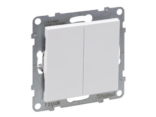 Legrand SUNO dubbel trappbrytare vit 10AX 250V automatiska anslutningar 721108