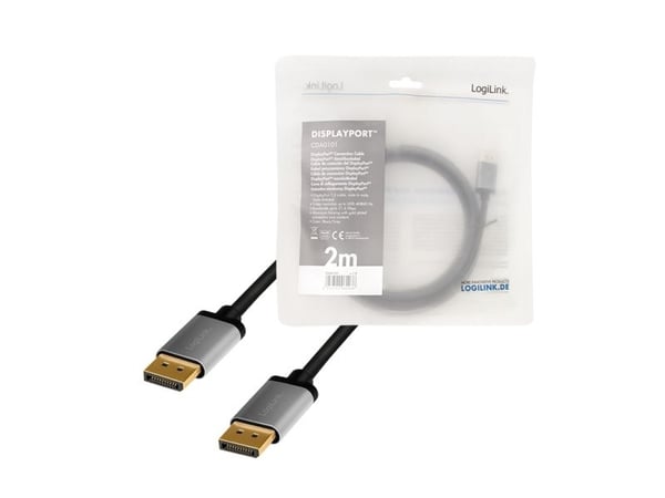 LogiLink CDA0101, 2 m, DisplayPort, DisplayPort, Hankjønn, Hankjønn, 3840 x 2400 piksler