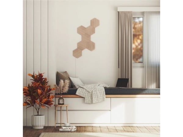 Nanoleaf|Elements Wood Look Hexagons Starter Kit (7 panels)|Cool White + Warm White