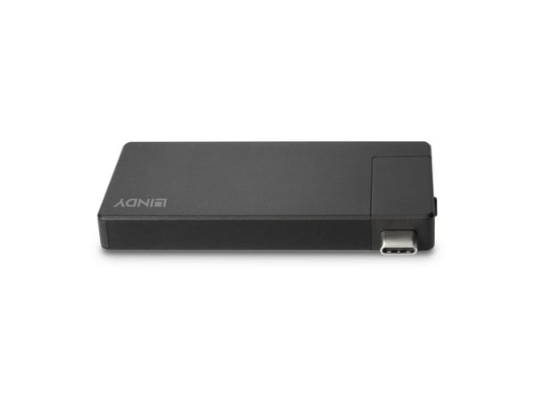 Lindy DST-Micro, Ledningsført, USB 3.2 Gen 1 (3.1 Gen 1) Type-C, 60 W, Lajittelu, 3840 x 2160 pikseliä, Alumiini