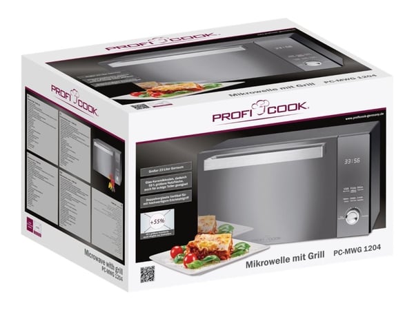 ProfiCook PC-MWG 1204 - Mikrovågsugn med grill - 23 liter - 800 W - svart