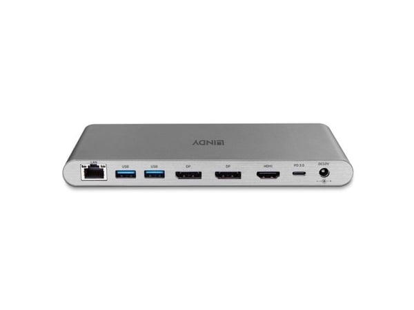 Lindy 43349, Koblet med ledninger (ikke trådløs), USB 3.2 Gen 1 (3.1 Gen 1) Type-C, 100 W, 10,100,1000 Mbit/s, Sølv, MicroSD (TransFlash), SD