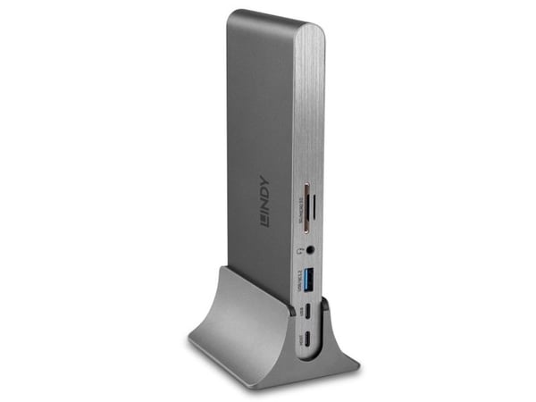 Lindy 43349, Koblet med ledninger (ikke trådløs), USB 3.2 Gen 1 (3.1 Gen 1) Type-C, 100 W, 10,100,1000 Mbit/s, Sølv, MicroSD (TransFlash), SD