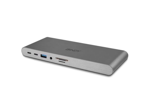 Lindy 43349, Koblet med ledninger (ikke trådløs), USB 3.2 Gen 1 (3.1 Gen 1) Type-C, 100 W, 10,100,1000 Mbit/s, Sølv, MicroSD (TransFlash), SD