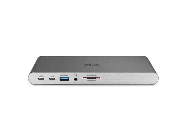 Lindy 43349, Koblet med ledninger (ikke trådløs), USB 3.2 Gen 1 (3.1 Gen 1) Type-C, 100 W, 10,100,1000 Mbit/s, Sølv, MicroSD (TransFlash), SD