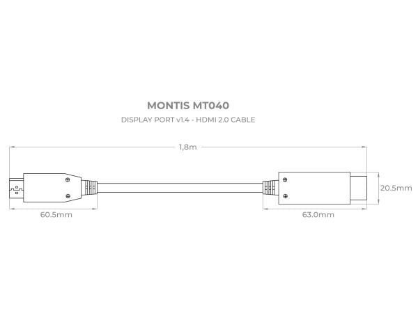 Kaapeli Montis DisplayPort - HDMI 1.8m czarny (MT040)