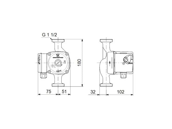 Grundfos CYRKULATIONSPUMPA UPS25-60 N 180 1X230V