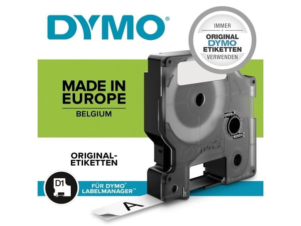 DYMO D1 - Fjernbart adhesiv - sort på grønt - Rull (1,9 cm x 7 m) 1 rull(er) merkelapper - for LabelMANAGER 360, 400, 420, 450, 500, PC, PC2, Wirel...