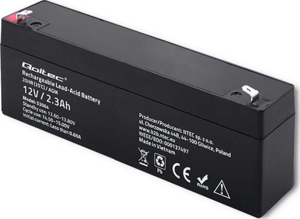 Qoltec Qoltec AGM battery | 12V | 2.3Ah | max. 34.5A