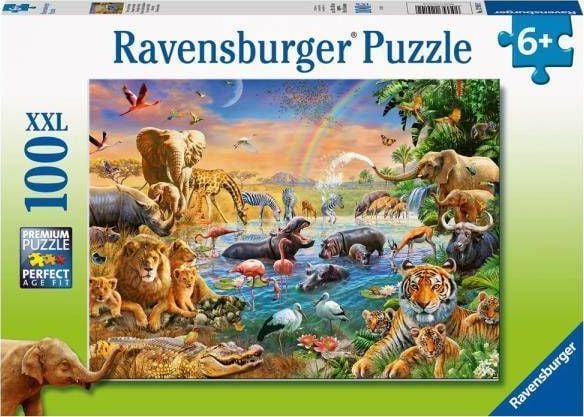 Ravensburger Savannah Jungle Waterhole, 100 stykker, Dyr, 6 år