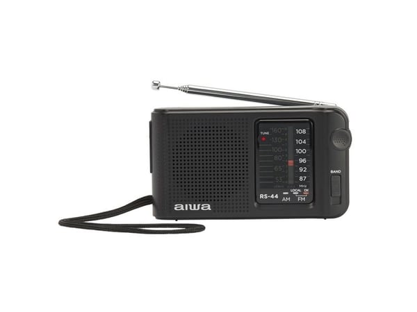 Aiwa RS-44, Kannettava, Analoginen, AM, FM, 3,5 mm, Musta, Rotaatio