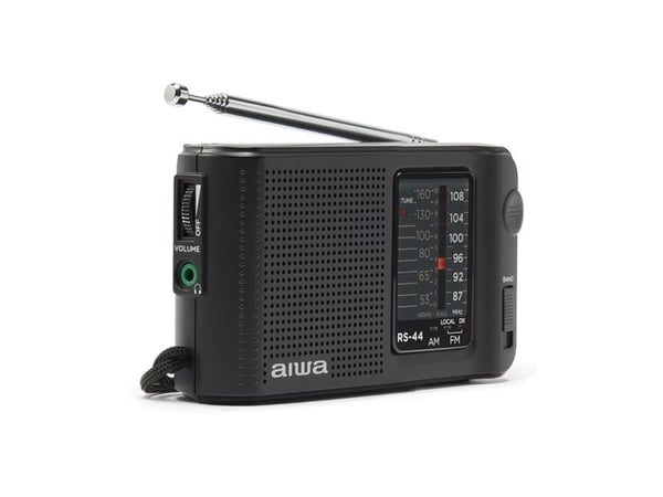 Aiwa RS-44, Kannettava, Analoginen, AM, FM, 3,5 mm, Musta, Rotaatio