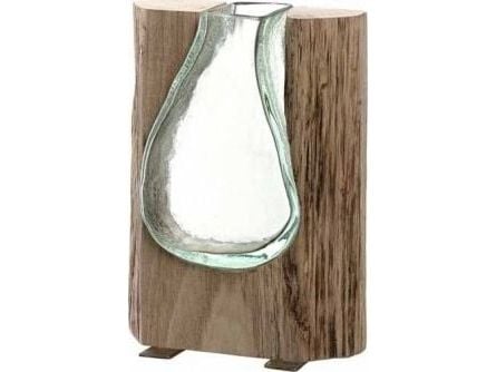 LEONARDO Casolare, Firkantet vase, Glass, Tre, Gjennomsiktig, Tre, Bord, Innendørs, Casolare