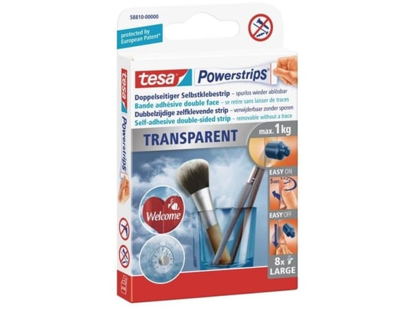 TESA 58810-00000-20, Läpinäkyvä, 8 kpl TESA 58810-00000-20, Läpinäkyvä, 8 kpl