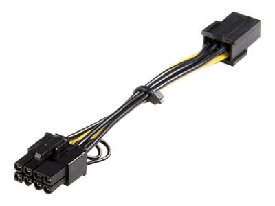 StarTech PCI Express 6 pin to 8 pin Power Adapter Cable - Strømadapter - 6-pins PCIe-strøm (hunn) til 8-pins PCIe-strøm (hann) - 15.5 cm - gul - fo...