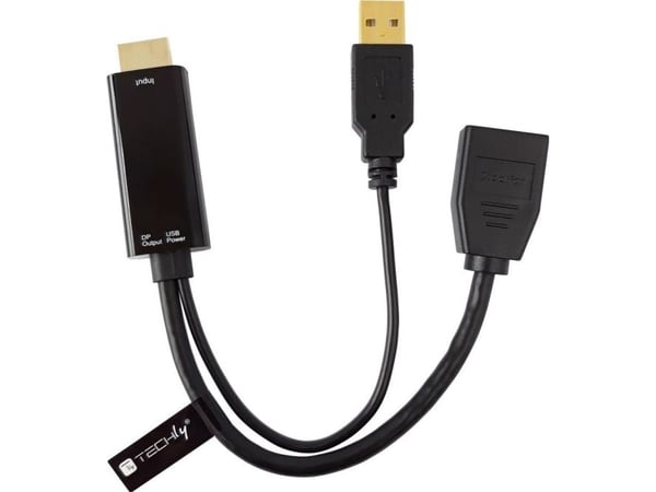 TECHly - Videokabel - HDMI, USB (kun strøm) hann til DisplayPort hunn - svart - 4K-støtte