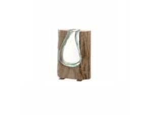 LEONARDO Casolare, Firkantet vase, Glass, Tre, Gjennomsiktig, Tre, Bord, Innendørs, Casolare