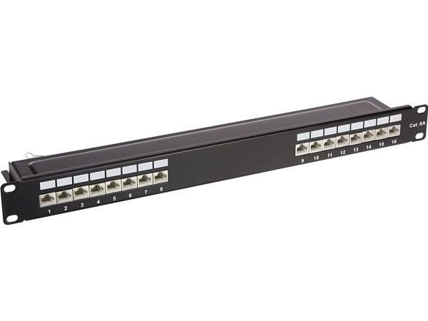 DeLOCK 66876, Cat6a, Musta, Metalli, 1U, 482,6 mm, 100 mm