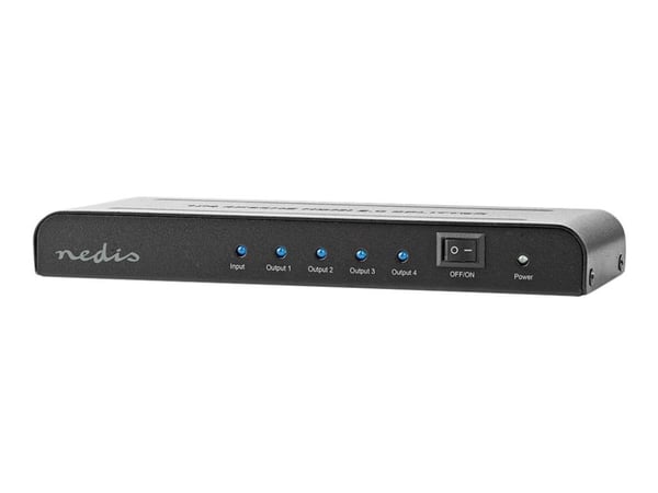 Nedis VSPL3474AT. videoporttype: HDMI, abonnentutgang: 4x HDMI. produktfarge: Svart, HD-type: 4K Ultra HD, maksimal oppdateringsfrekvens: 60 Hz. in...