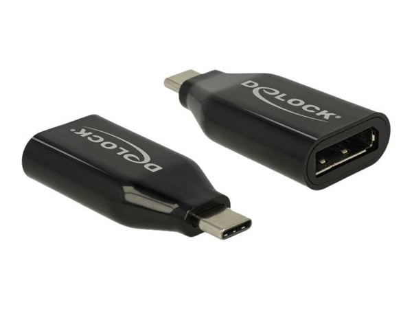 Delock - Video adapter - USB-C (hann) til DisplayPort (hunn) - DisplayPort (Alt-modus) - støtte for 4K 60 Hz (3840 x 2160) - svart